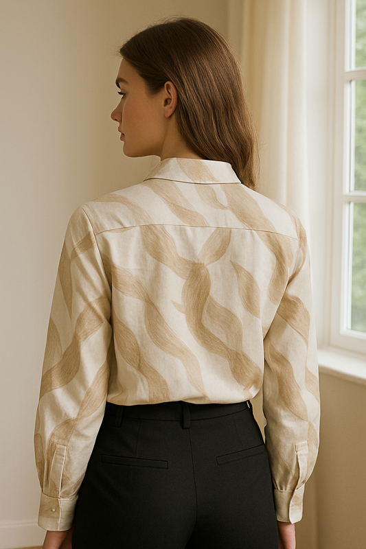 Beige Wave Pattern Shirt 1
