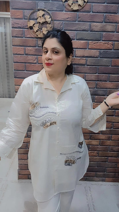 Elegant Pearl Detail Co-ord Set