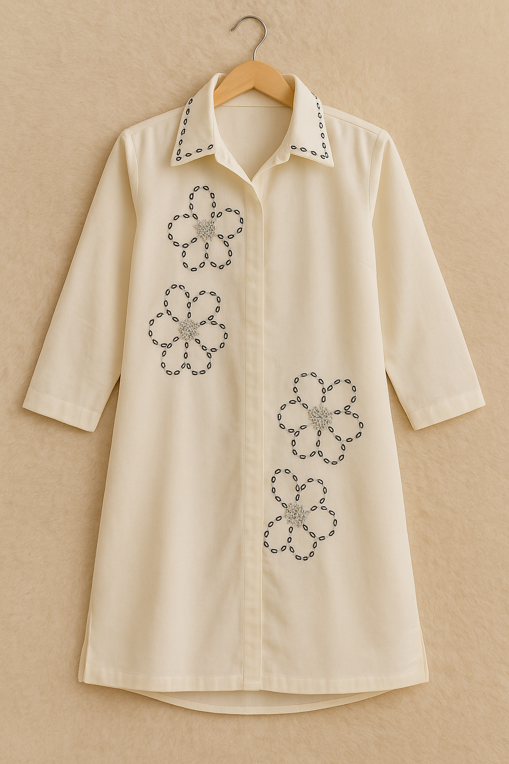 Hand-Embellished Pearl Collar Co-ord Set
