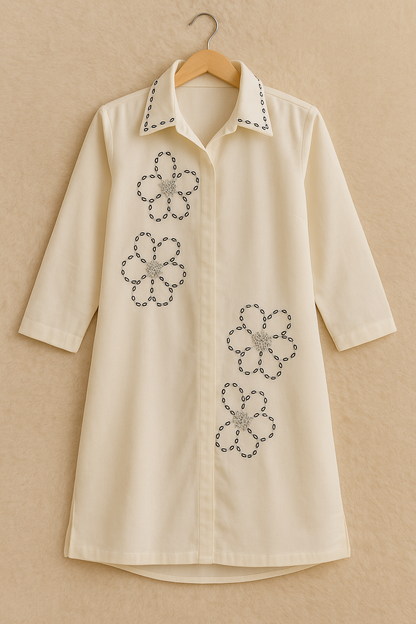 Hand-Embellished Pearl Collar Co-ord Set