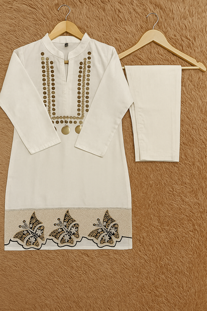 Mirror Embroidered Cotton Co-ord Set