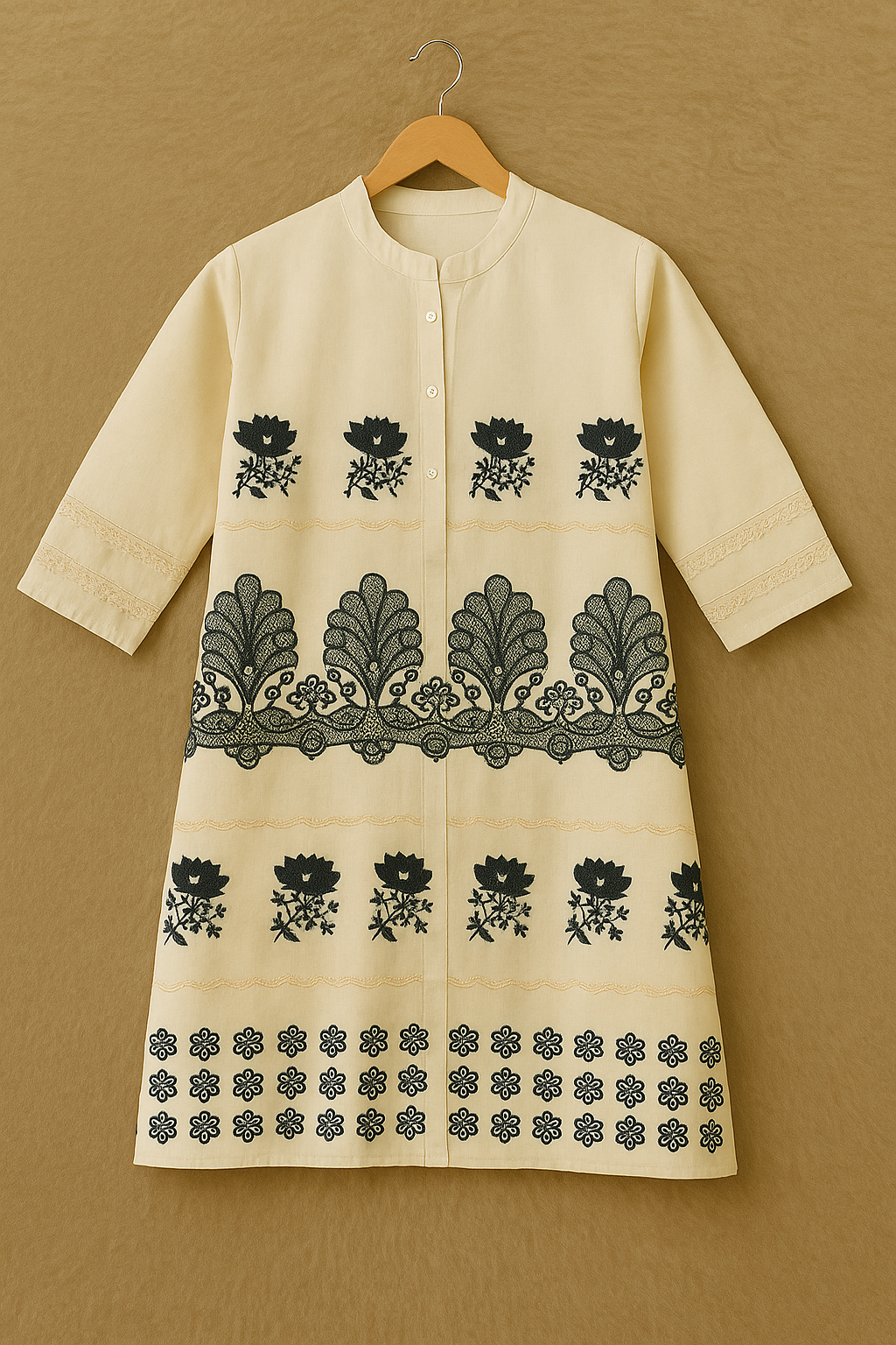 Black Blossom Ethnic Co-ord Set