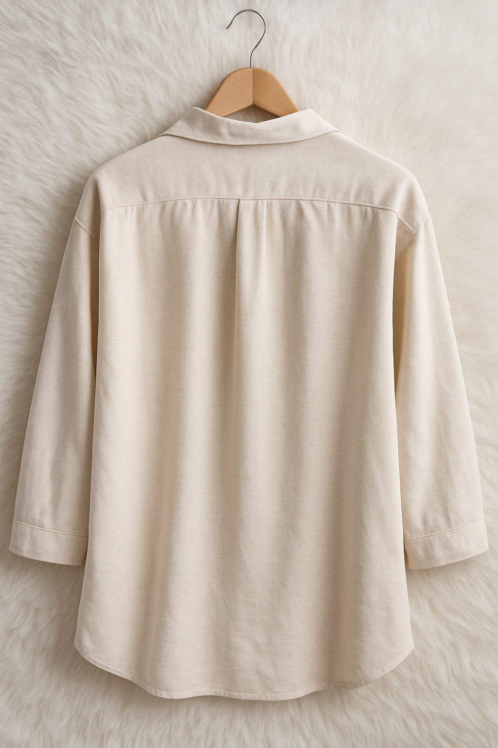 Ivory Leaf Print Khadi Cotton Shirt