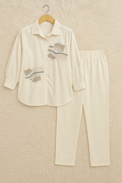 Elegant Pearl Detail Co-ord Set