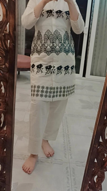 Black Blossom Ethnic Co-ord Set