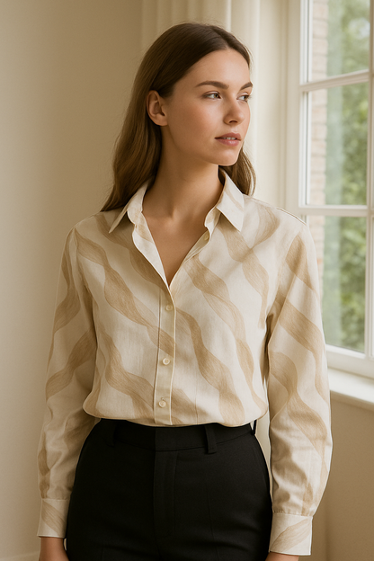 Beige Wave Pattern Shirt