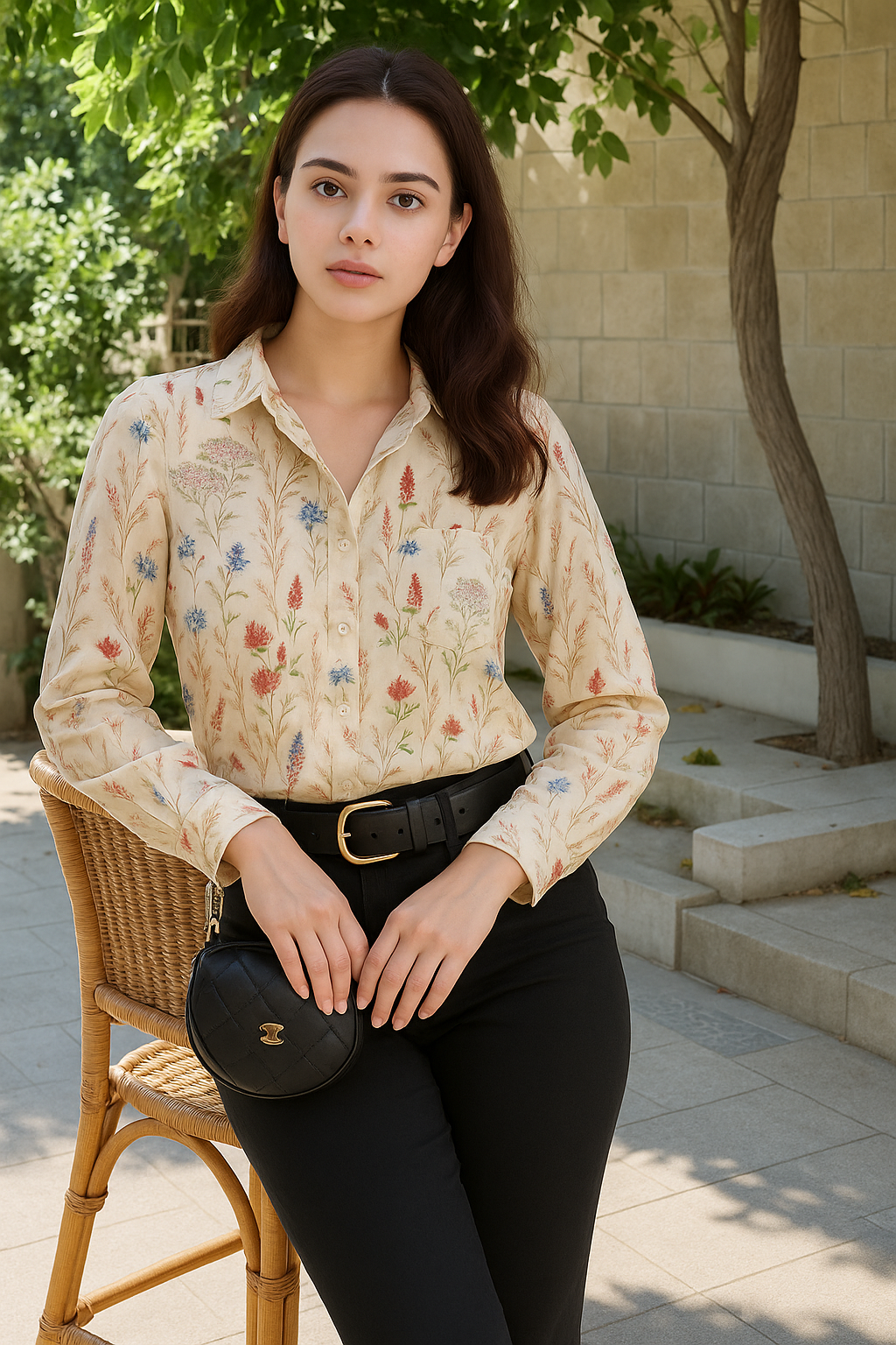 Botanical Print Georgette Women Shirt 4