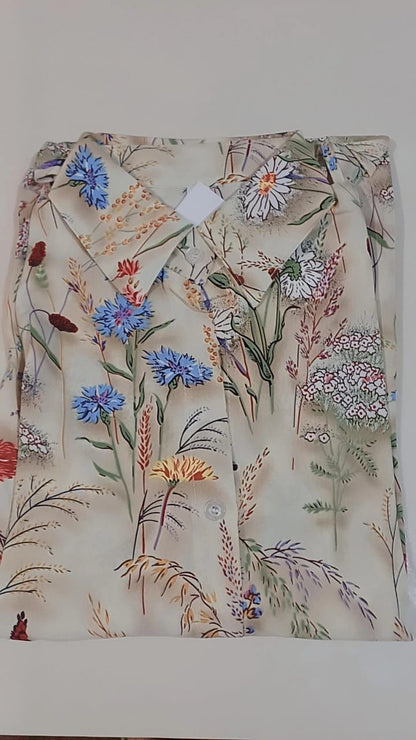 Botanical Print Georgette Women Shirt