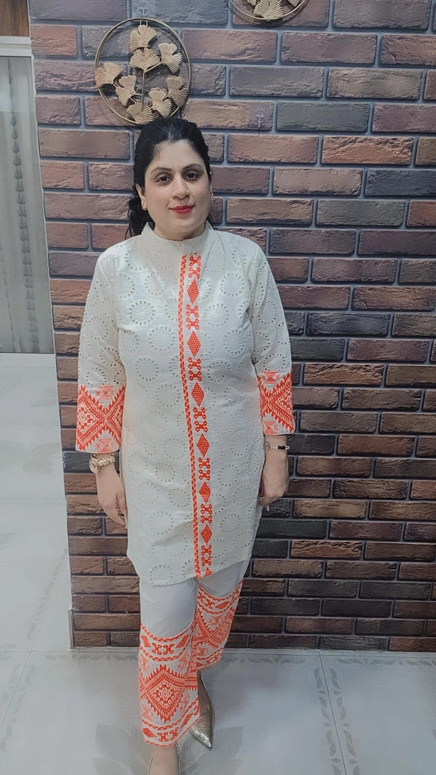 Embroidered Schiffli Cotton Co-ord Set